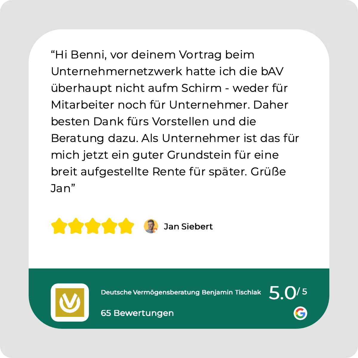 Original-Screenshot der Google-Bewertung von Jan Siebert