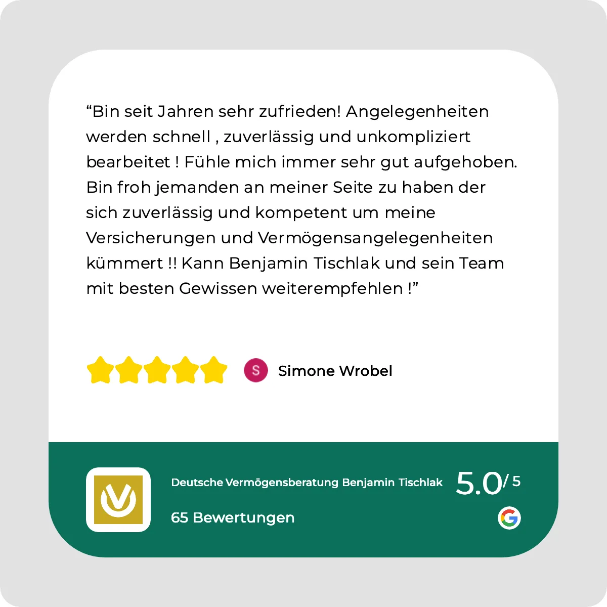 Original-Screenshot der Google-Bewertung von Simone Wrobel